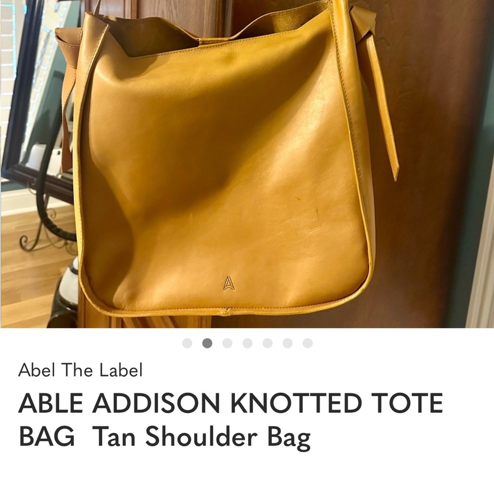 Able Addison Knotted Leather Shoulder Bag in Tan
